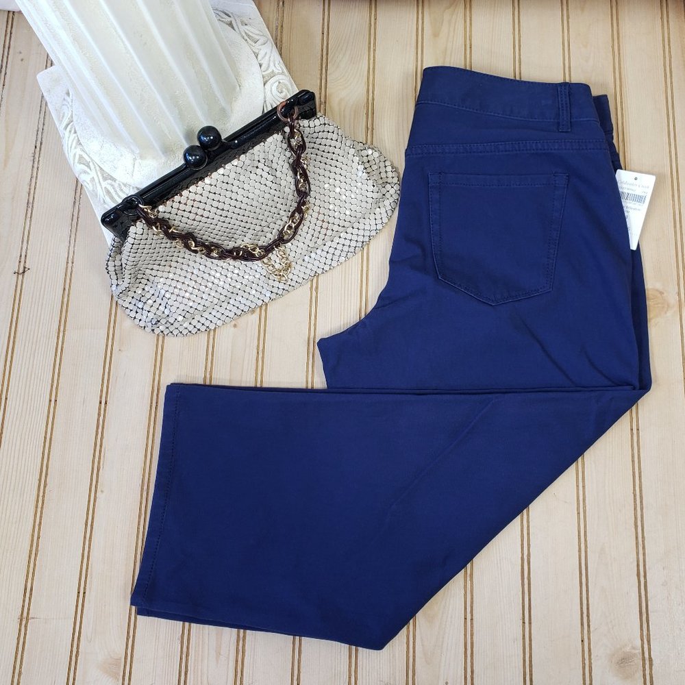 NWT Coldwater Creek Sz P4 Petite Navy Blue Natural Fit Cropped Denim Jeans Pants